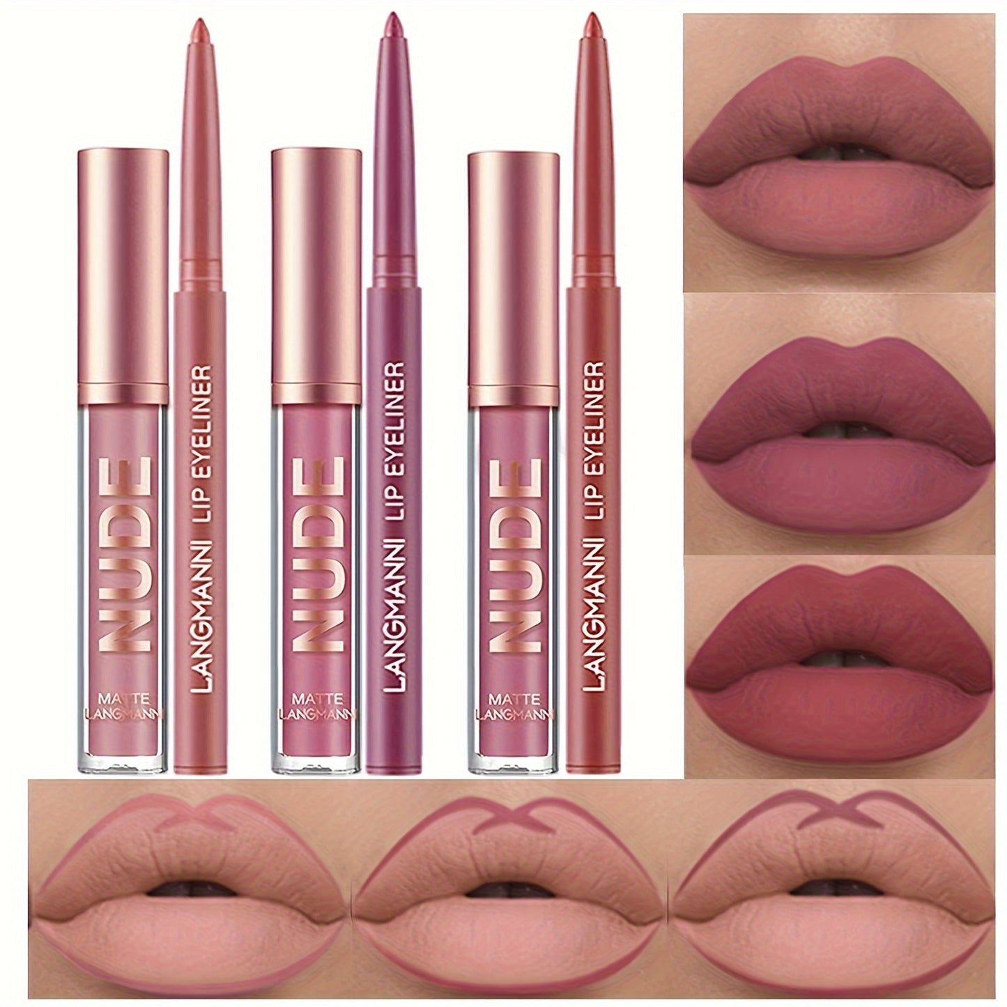 6pcs Matte Liquid Lipstick and Lip Liner Set