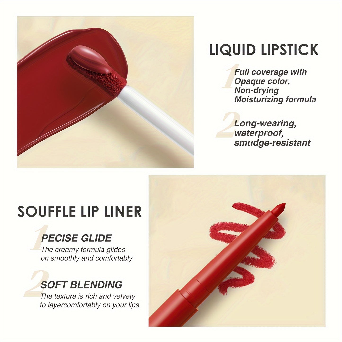 6pcs Matte Liquid Lipstick and Lip Liner Set