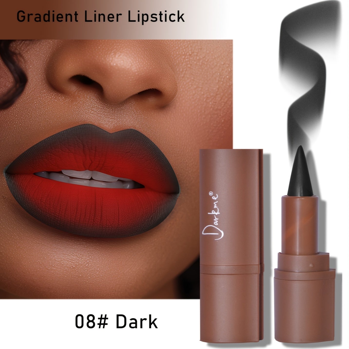 Darkme 2-in-1 Lip Liner and Lipstick, Matte Finish, Waterproof