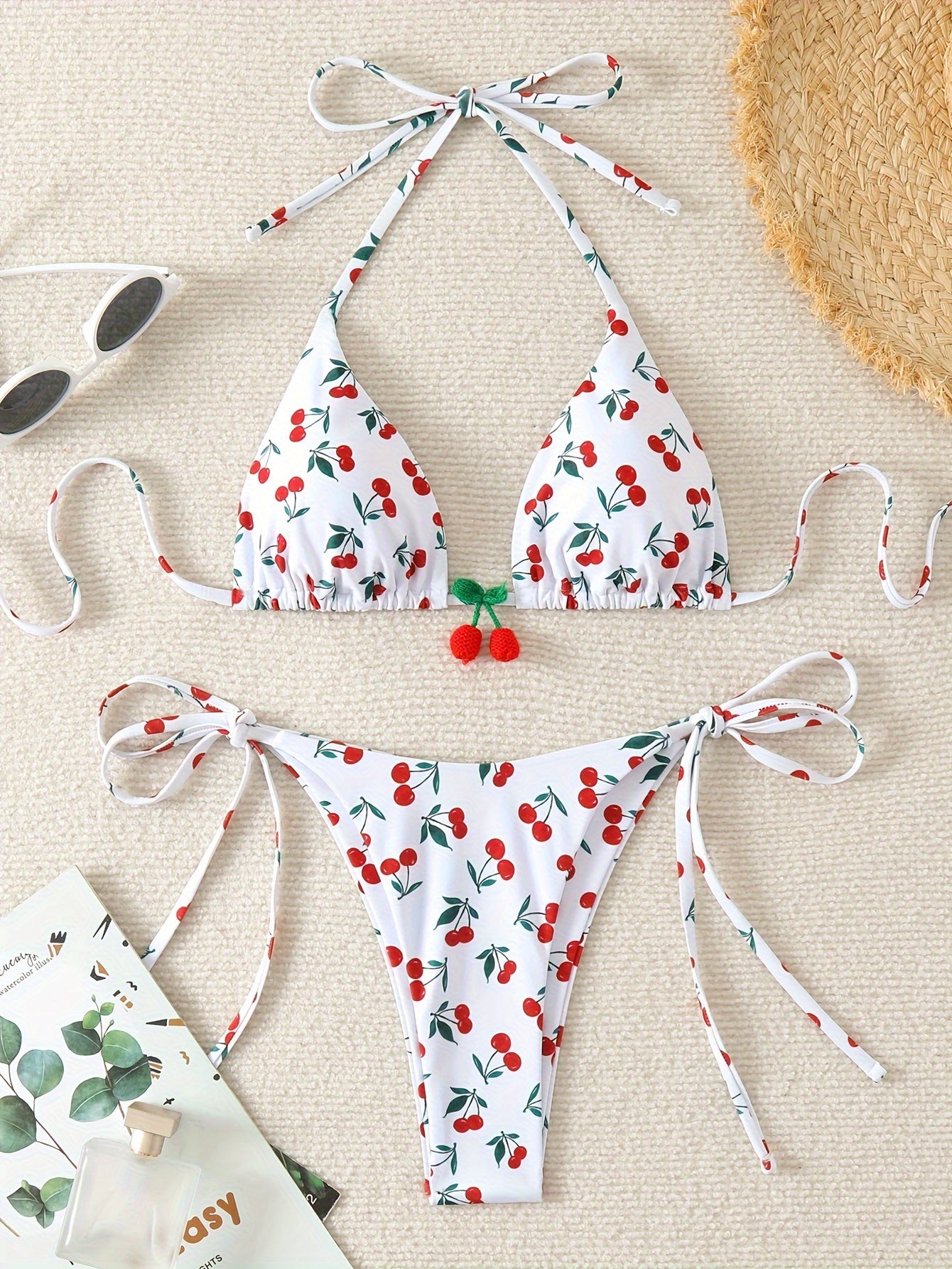 Cherry Print 3 Piece Set Bikini