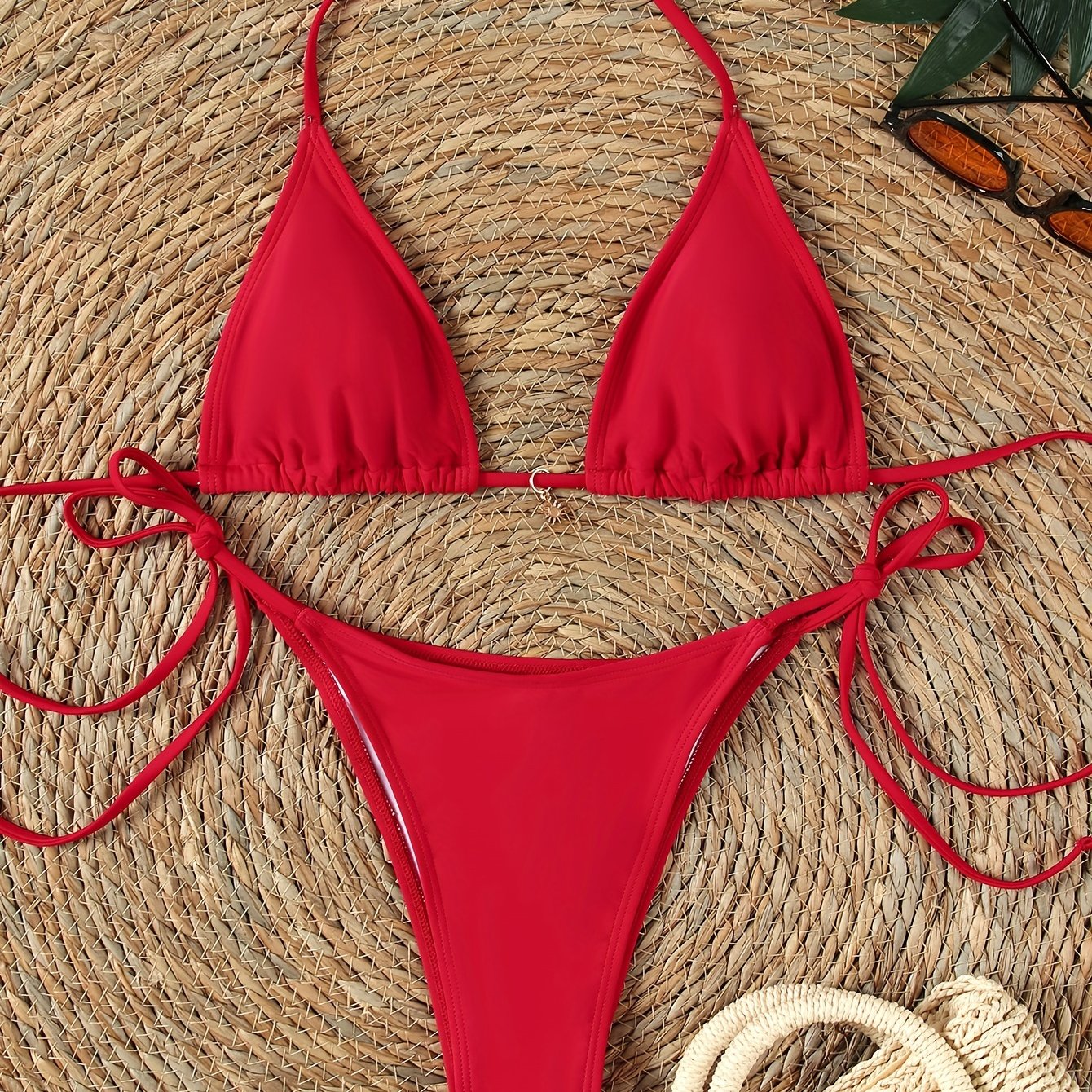 New Solid Color Strap Swimsuit Backless Swimsuit