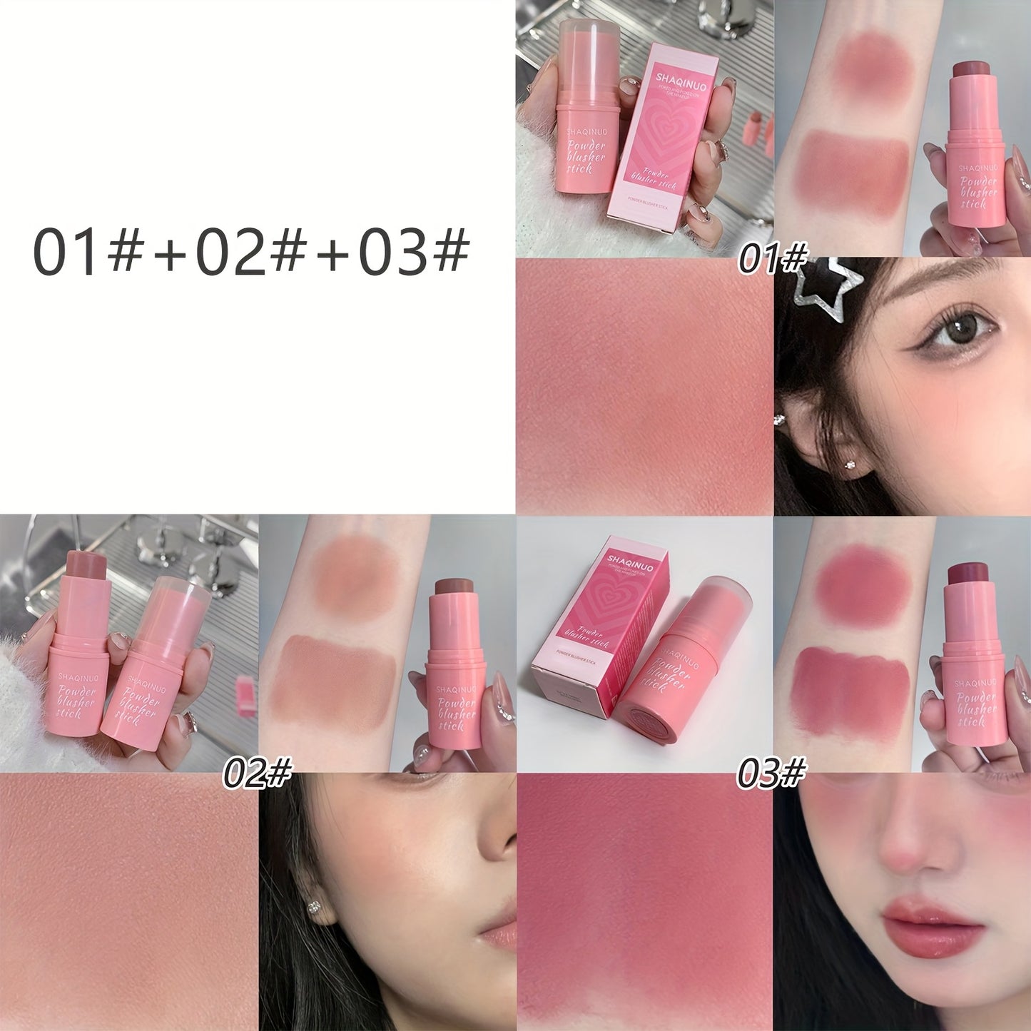 3pcs Radiant Glow 3-in-1 Blush Stick - Waterproof