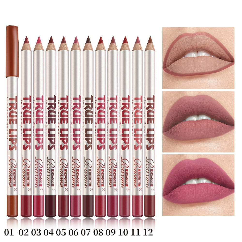 Long-Lasting 12pcs Matte Lip Liner Pencil Set