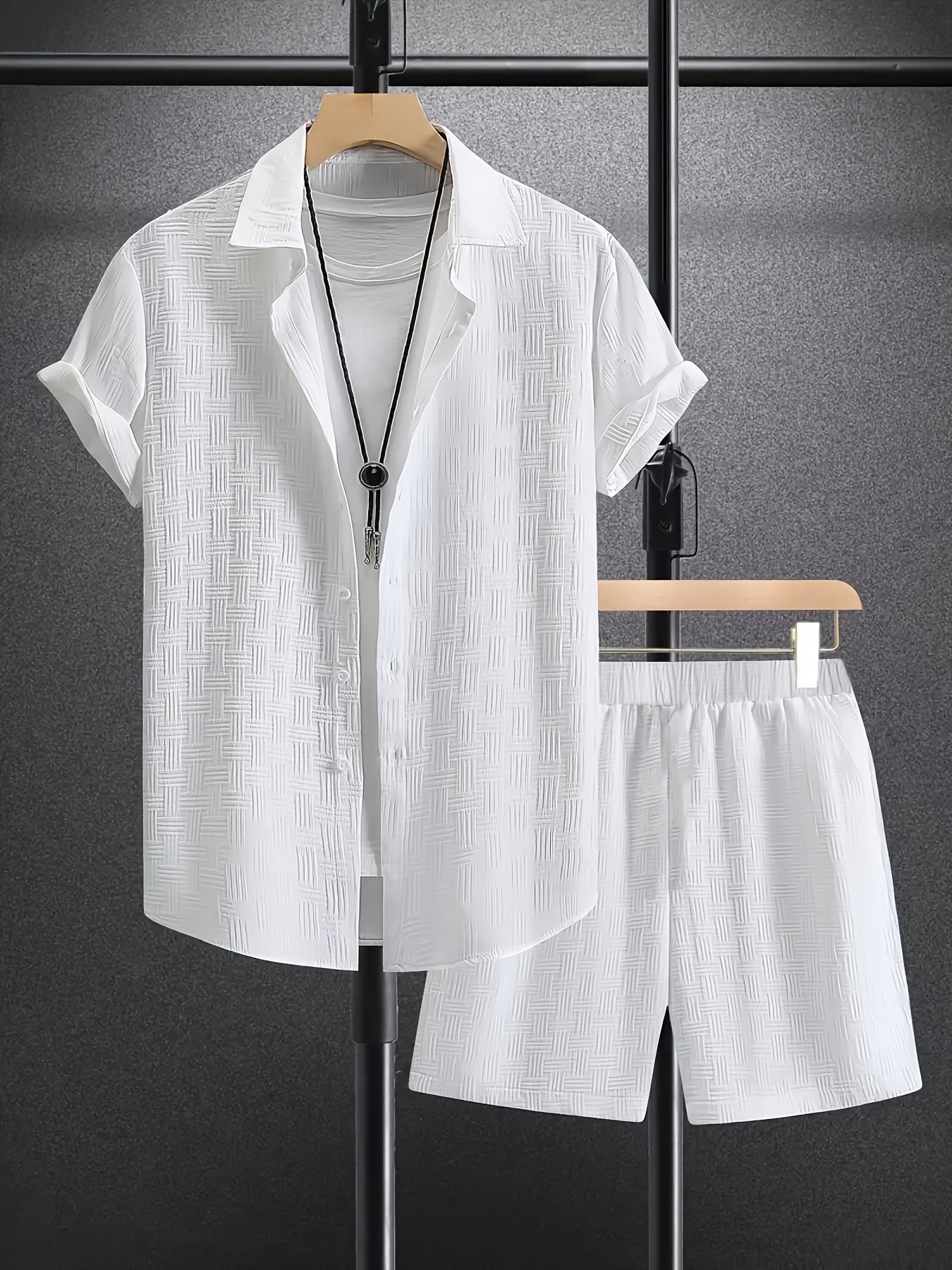 Summer Beach Men's Collar Two-Piece Set