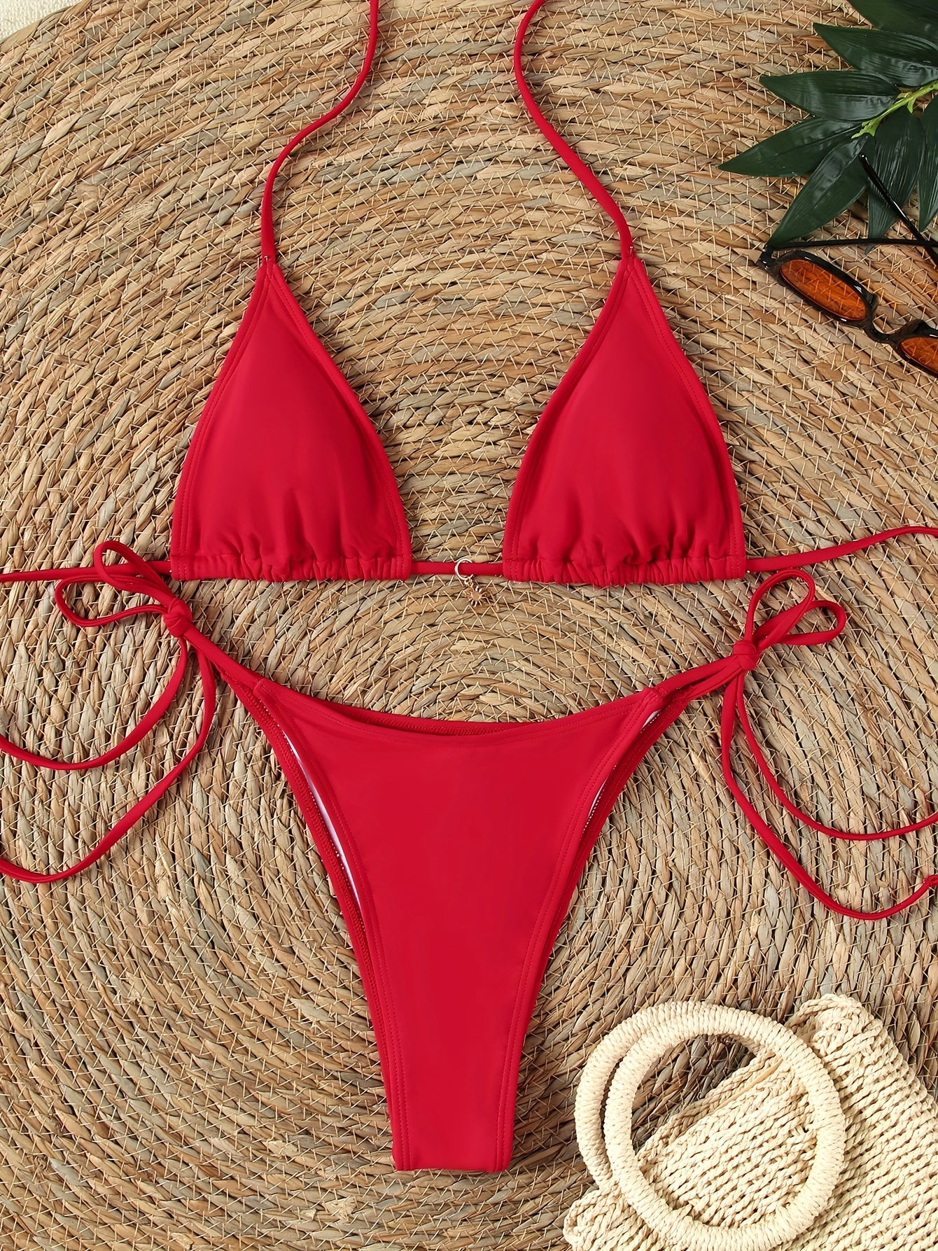 New Solid Color Strap Swimsuit Backless Swimsuit