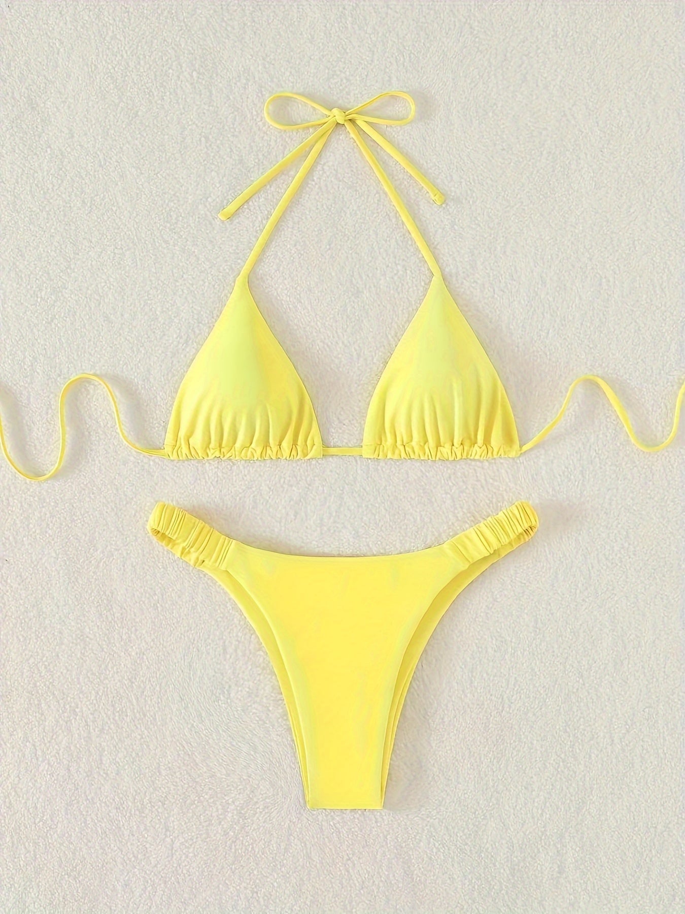 Solid Color Fashion Comfy Two-piece Bikini Sets, Sexy & Stylish Bathing Suit