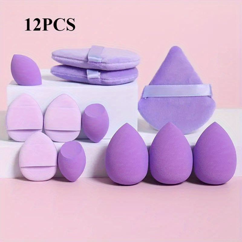 Versatile Makeup Sponge Set - 12pcs Kit for Flawless Foundation Application