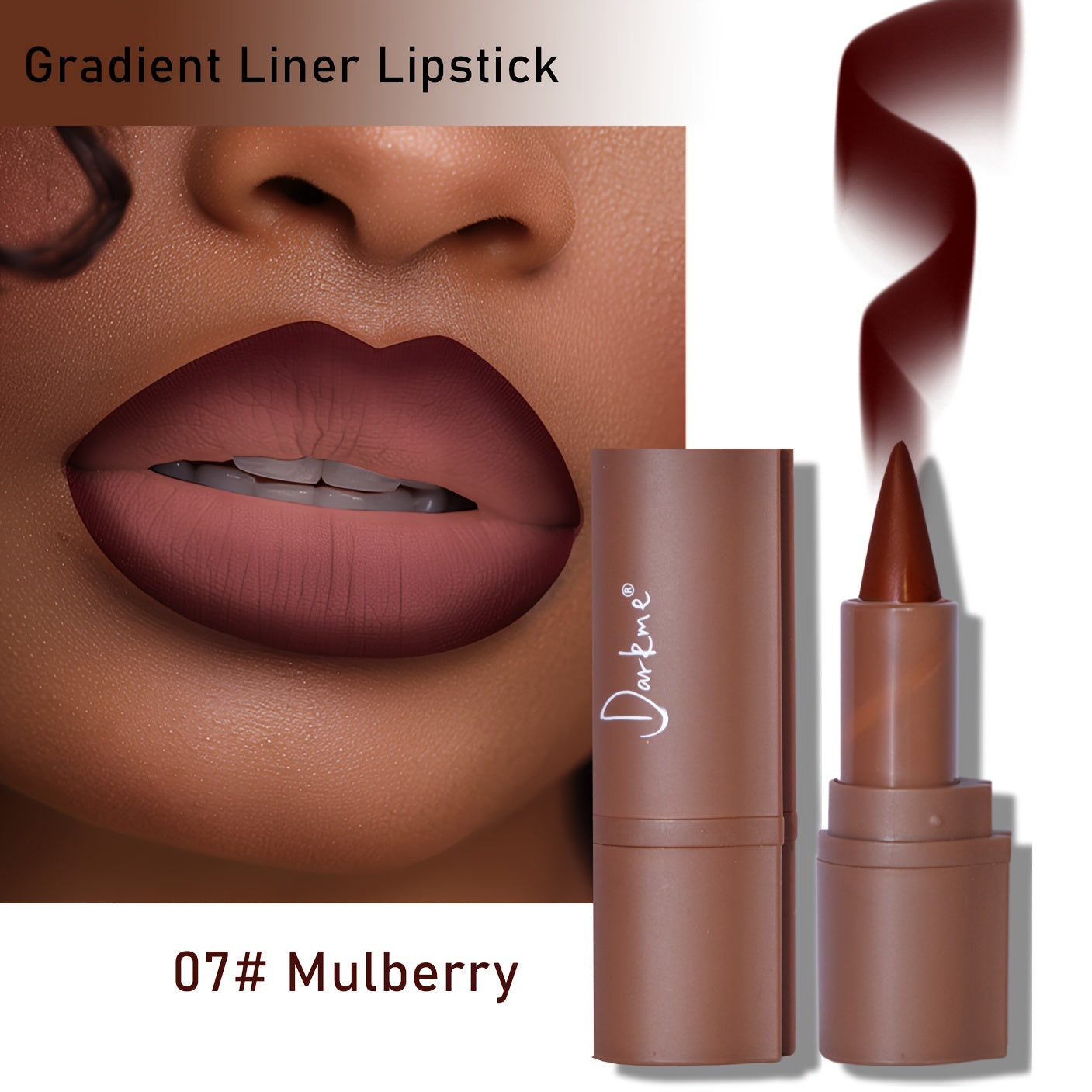 Darkme 2-in-1 Lip Liner and Lipstick, Matte Finish, Waterproof