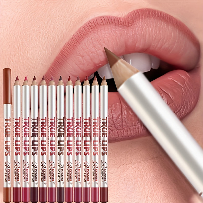 Long-Lasting 12pcs Matte Lip Liner Pencil Set