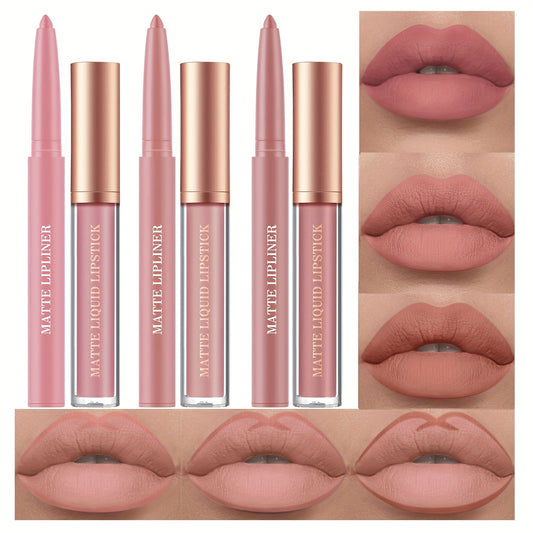 6pcs Matte Liquid Lipstick and Lip Liner Set