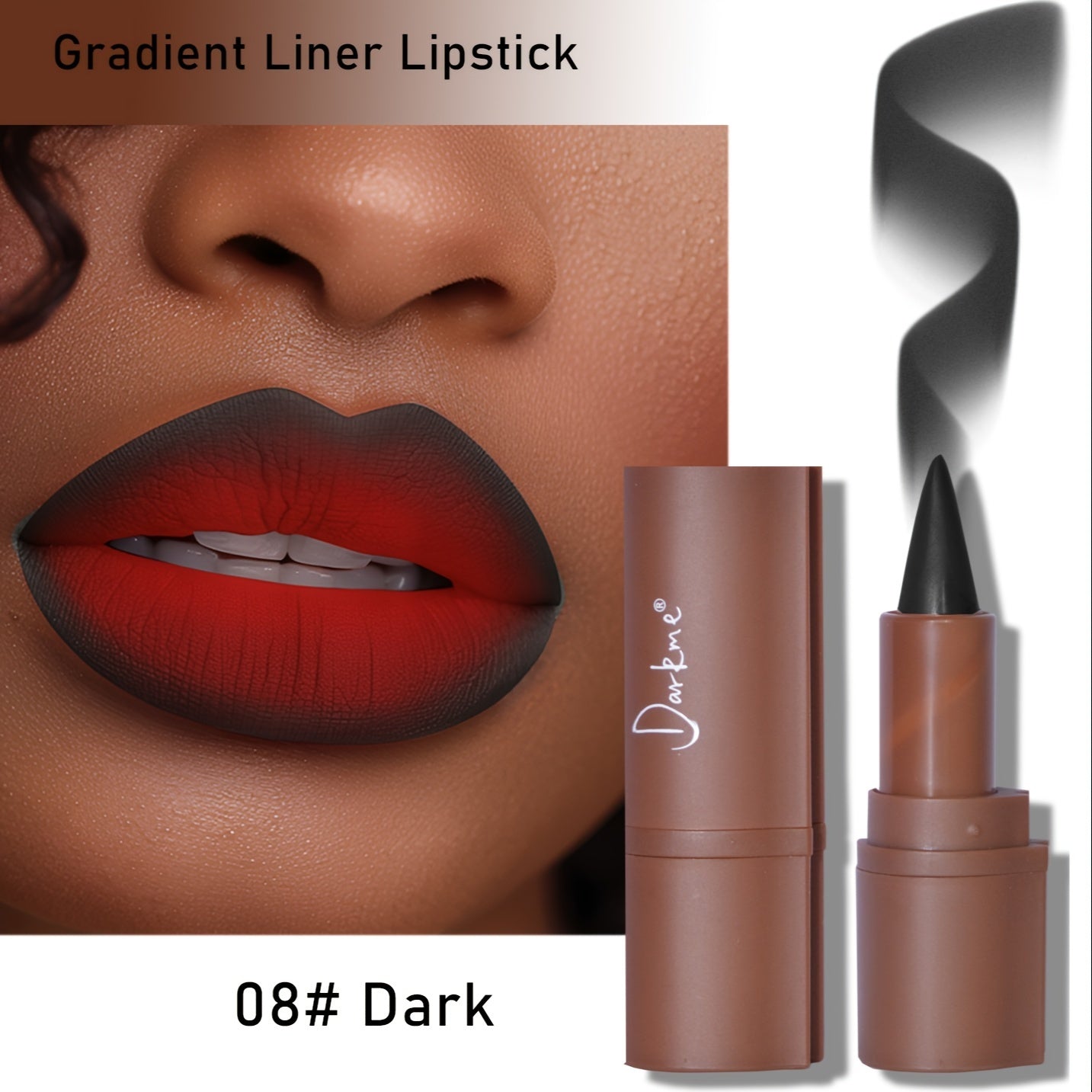 Darkme 2-in-1 Lip Liner and Lipstick, Matte Finish, Waterproof